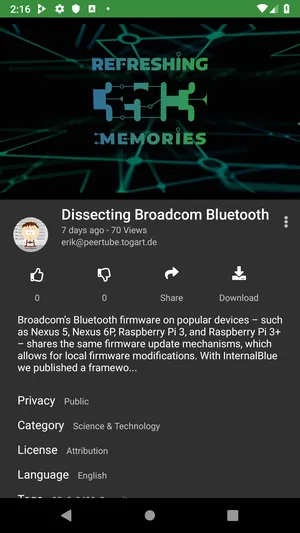 Thorium a PeerTube client